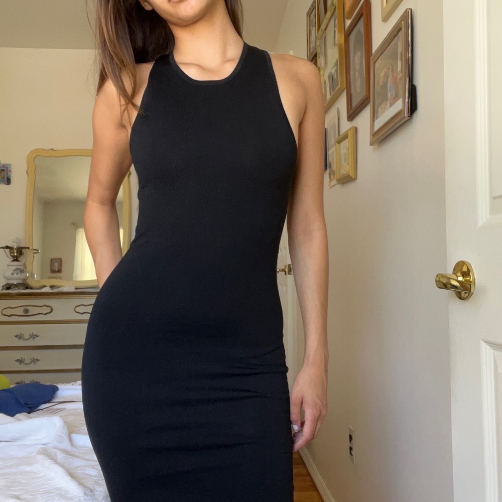 MIAOU tight black midi dress